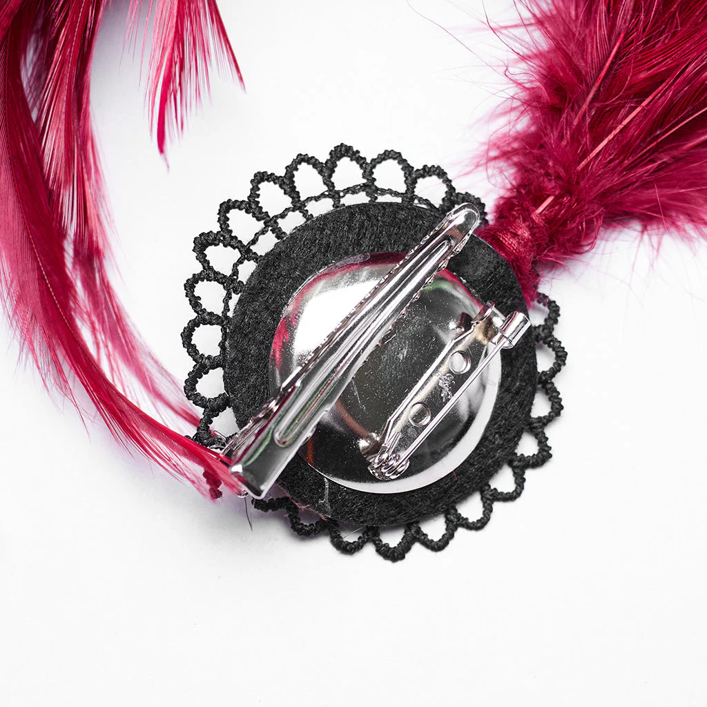 WS-683LHF Gothic Feather Fascinator Headpiece with Mystic Eye Gemstone - Image 15