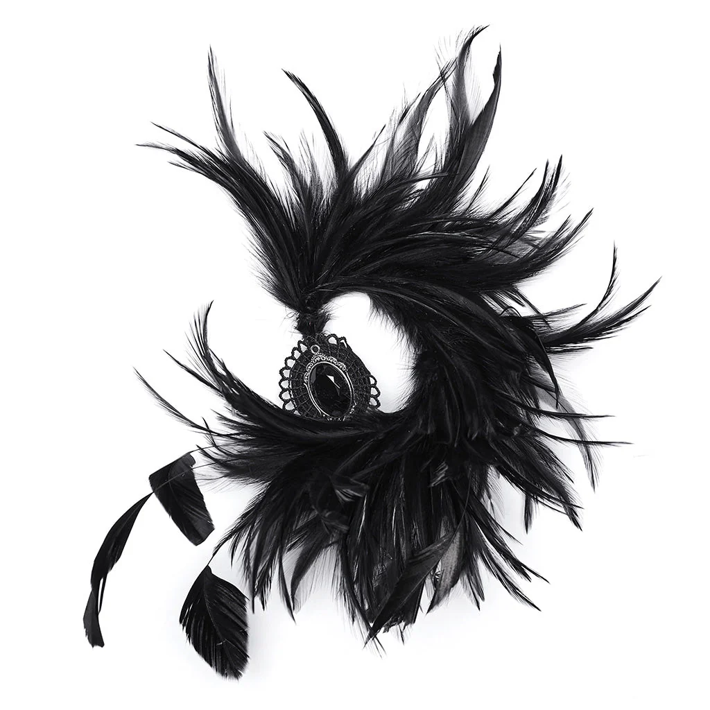 WS-683LHF Gothic Feather Fascinator Headpiece with Mystic Eye Gemstone - Image 29