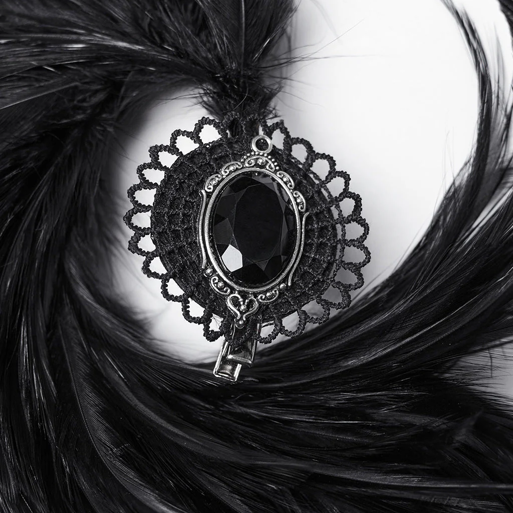 WS-683LHF Gothic Feather Fascinator Headpiece with Mystic Eye Gemstone - Image 33