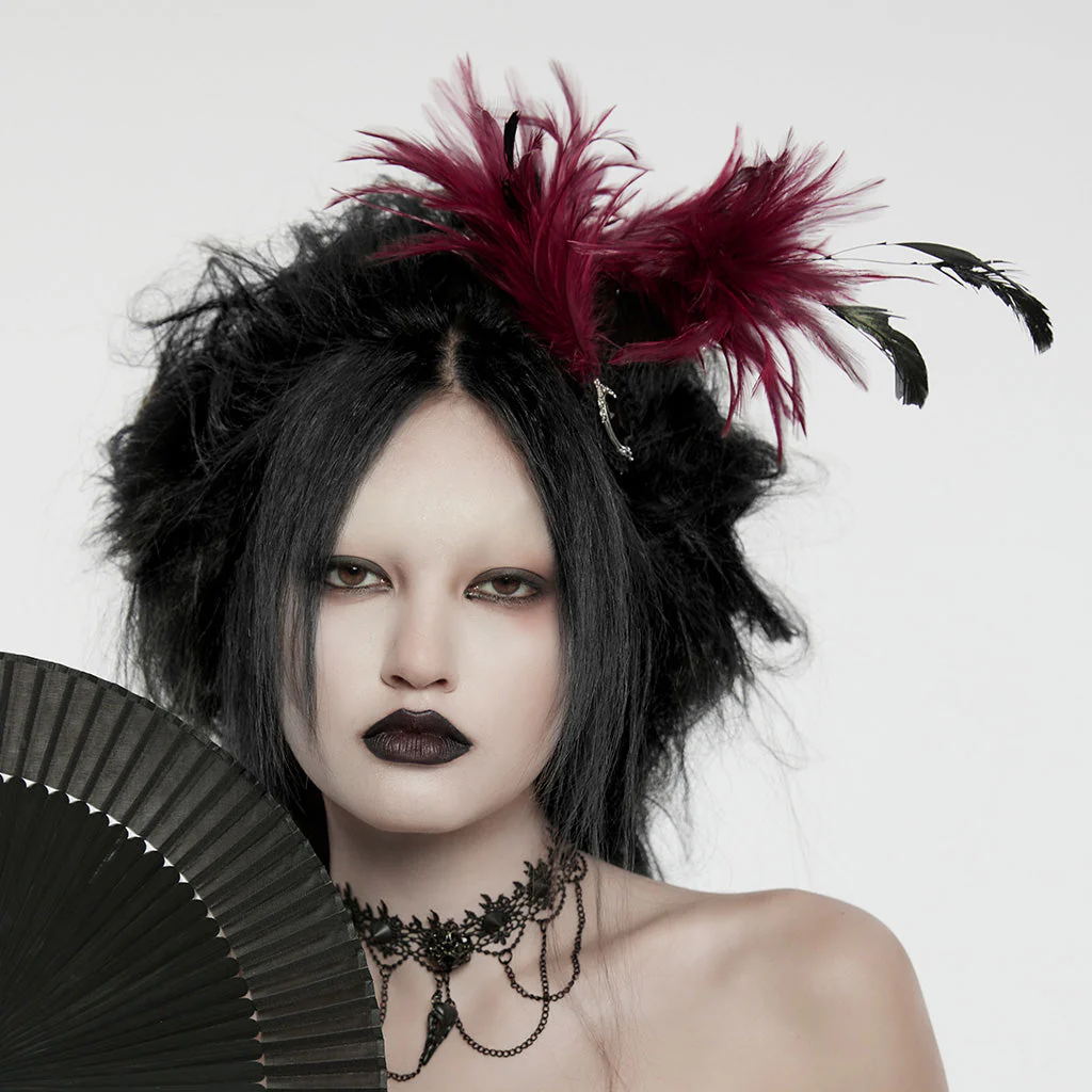 WS-683LHF Gothic Feather Fascinator Headpiece with Mystic Eye Gemstone - Image 37