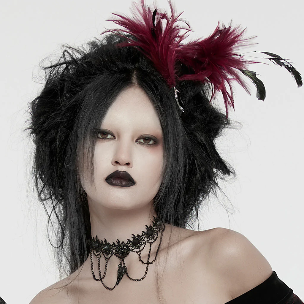 WS-683LHF Gothic Feather Fascinator Headpiece with Mystic Eye Gemstone - Image 38