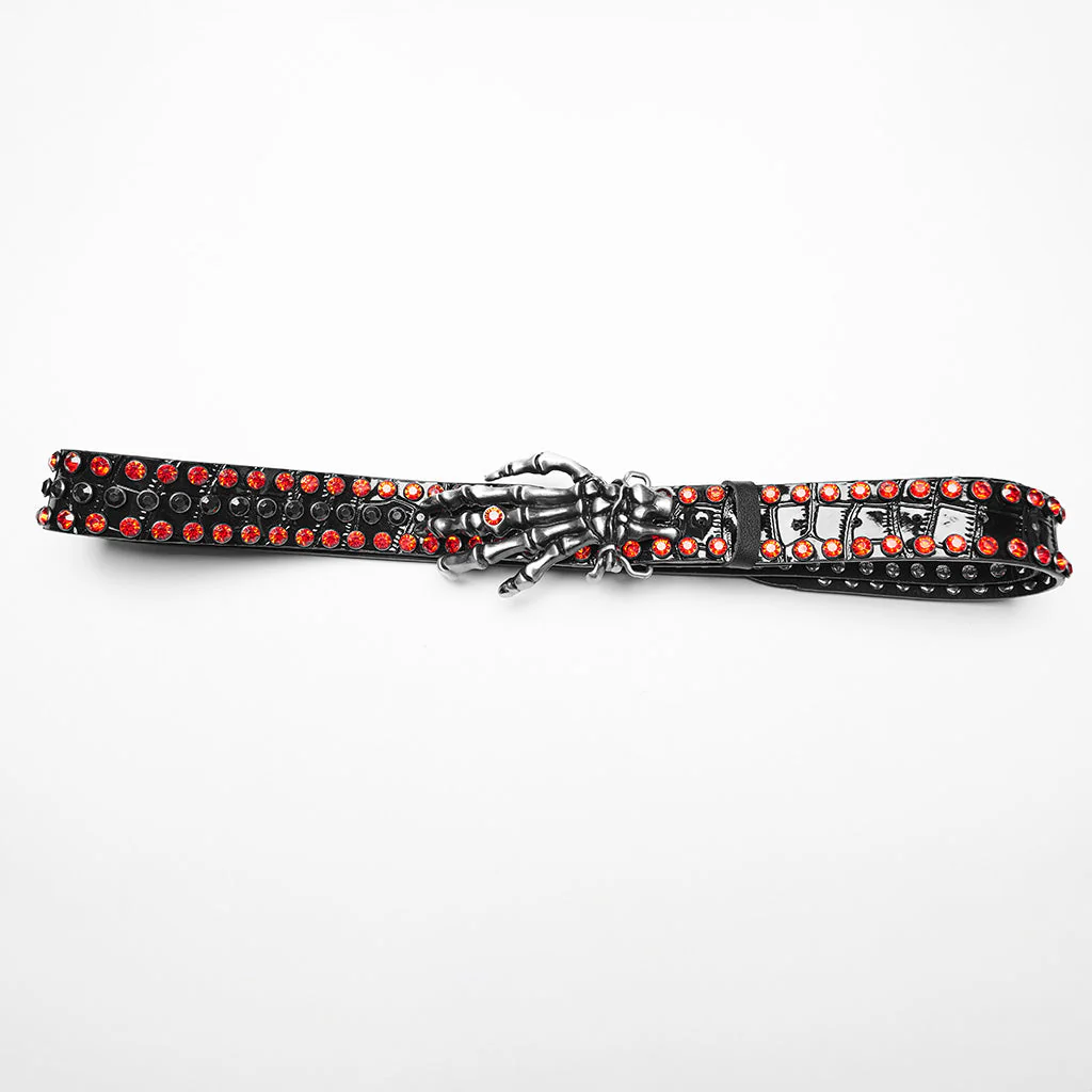 WS-684YD Gothic Ghost Claw Belt Red Rhinestone Punk Accessories - Image 18