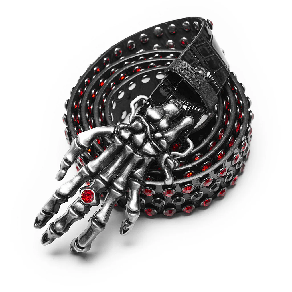 WS-684YD Gothic Ghost Claw Belt Red Rhinestone Punk Accessories - Image 19