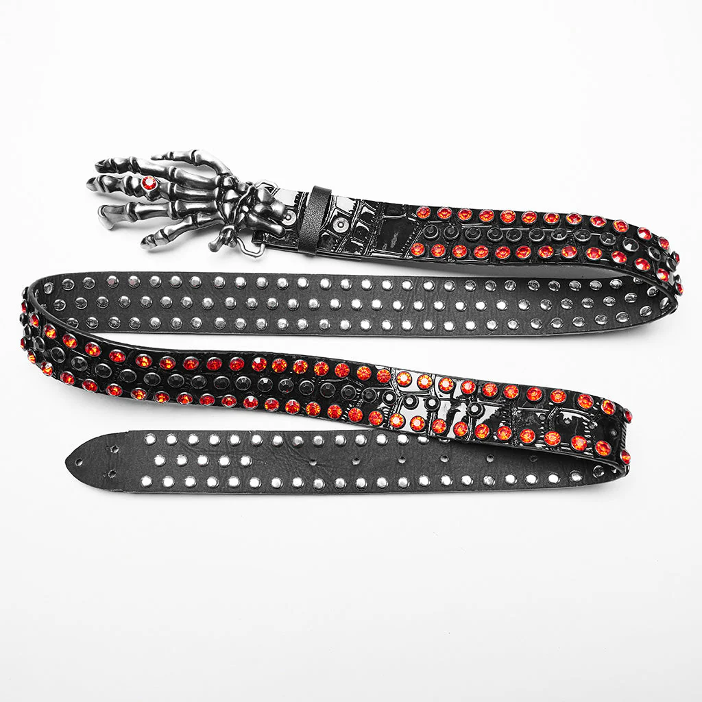 WS-684YD Gothic Ghost Claw Belt Red Rhinestone Punk Accessories - Image 23