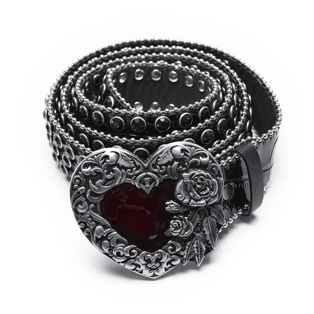 WS-685YD Heart Buckle Studded Belt Punk Accessories Gothic Waistband - Image 5
