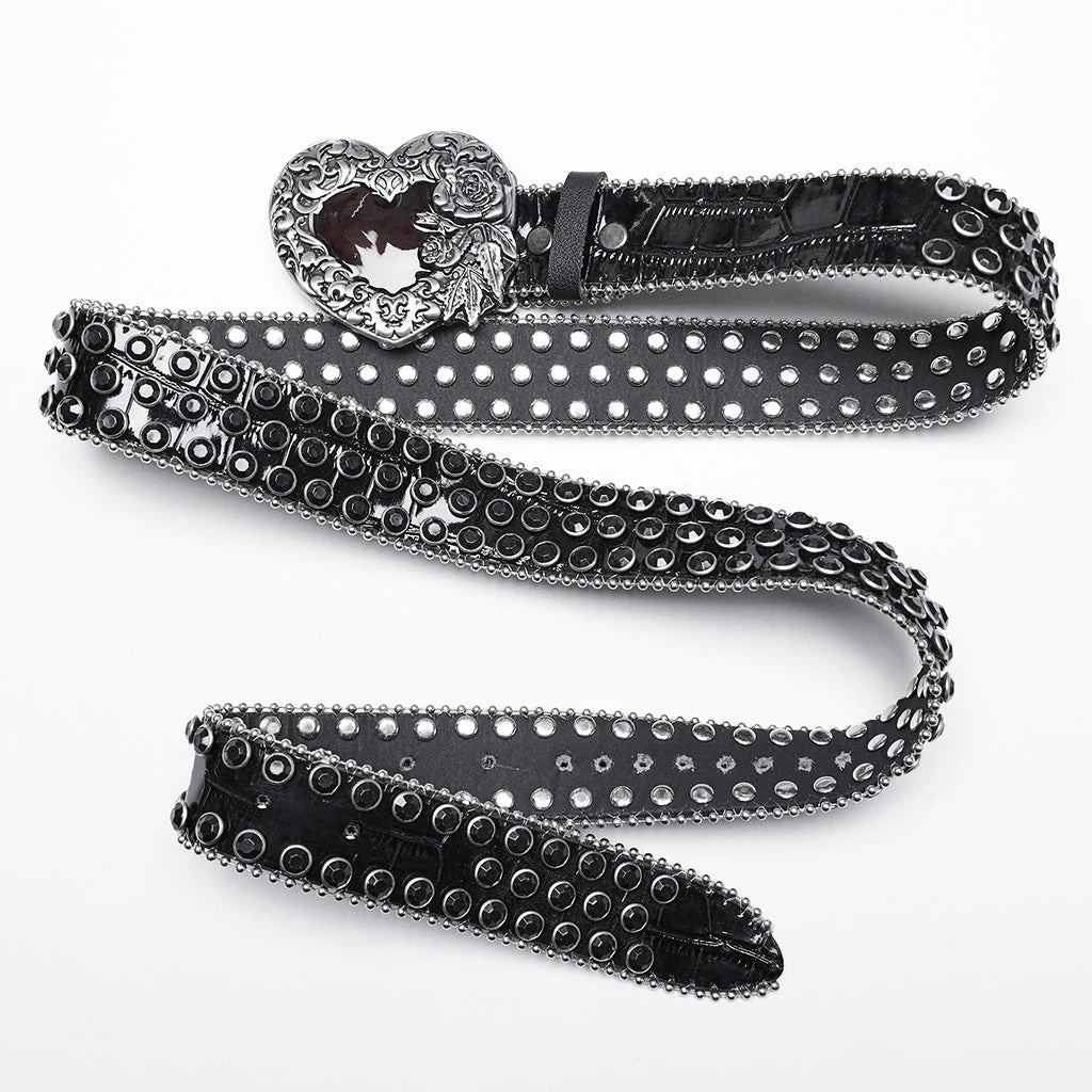 WS-685YD Heart Buckle Studded Belt Punk Accessories Gothic Waistband - Image 6