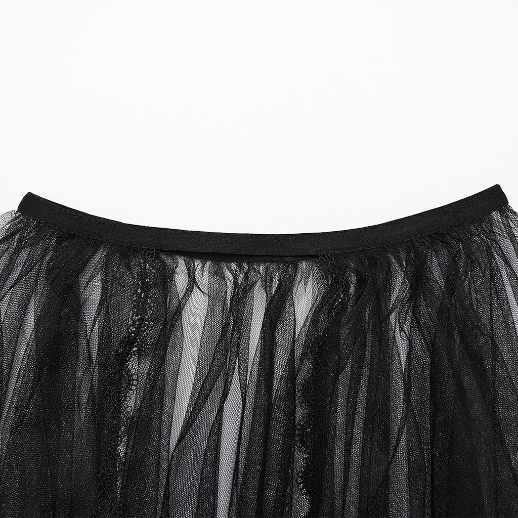 WS-686YDF Sheer Gothic Corset with Layered Mesh Skirt Design - Image 10