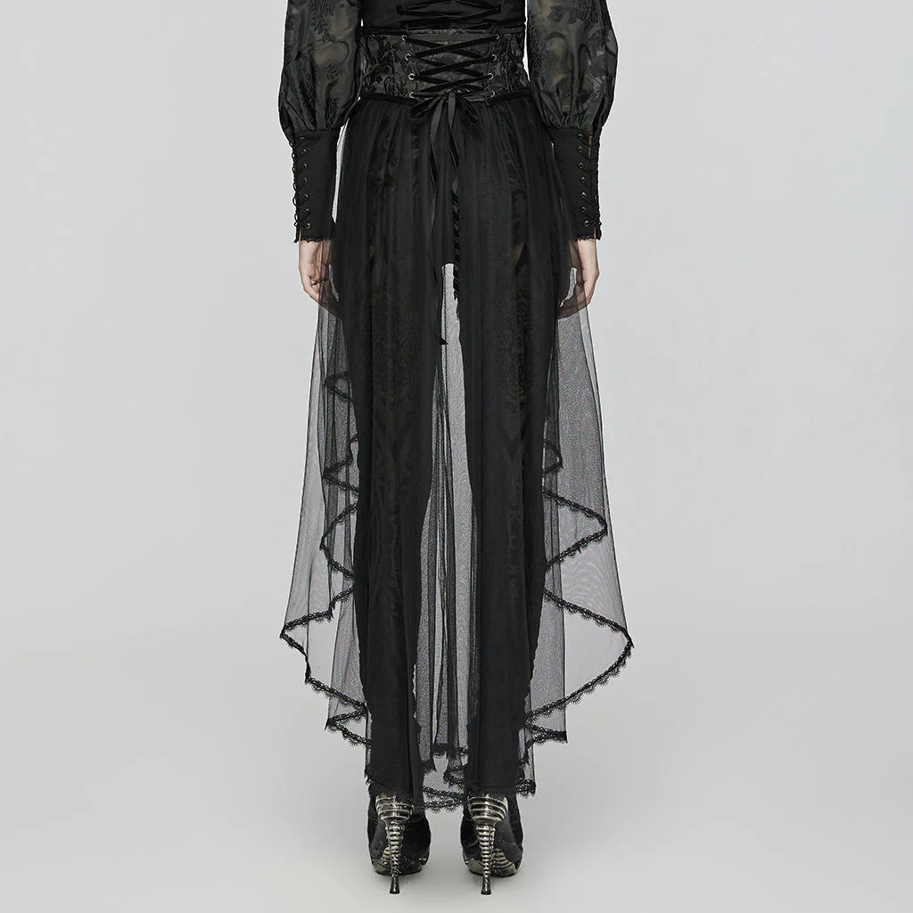WS-686YDF Sheer Gothic Corset with Layered Mesh Skirt Design - Image 15