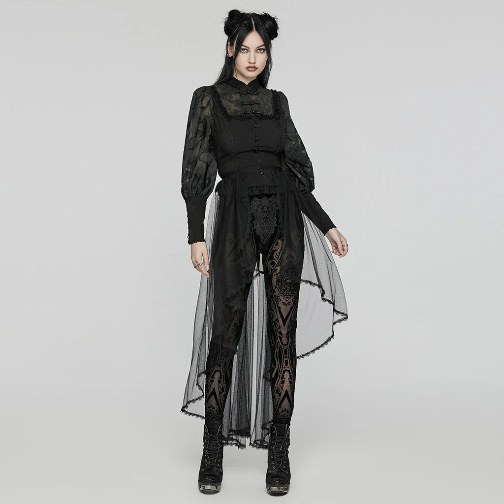 WS-686YDF Sheer Gothic Corset with Layered Mesh Skirt Design - Image 16