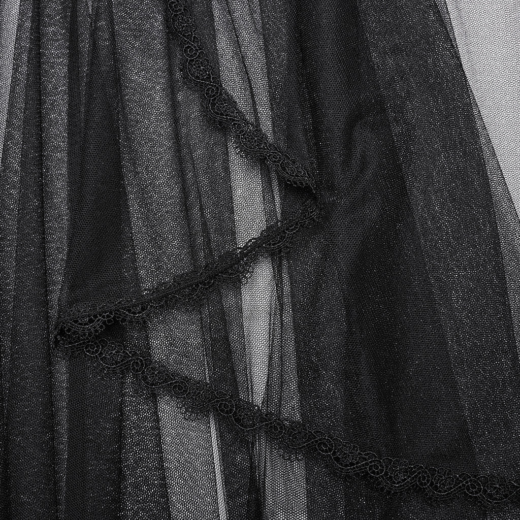WS-686YDF Sheer Gothic Corset with Layered Mesh Skirt Design - Image 19