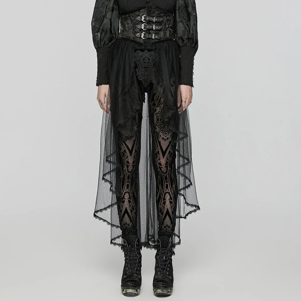 WS-686YDF Sheer Gothic Corset with Layered Mesh Skirt Design - Image 23