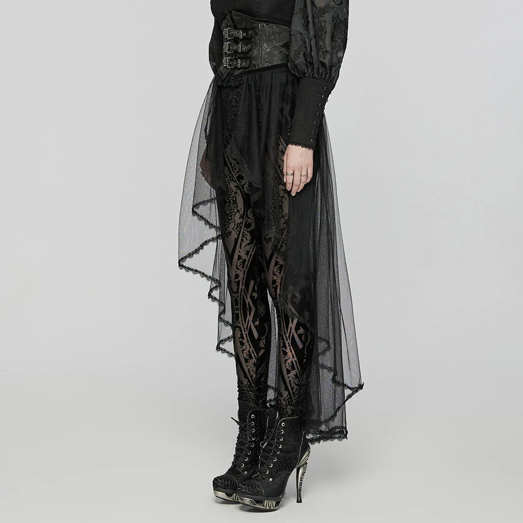 WS-686YDF Sheer Gothic Corset with Layered Mesh Skirt Design - Image 24