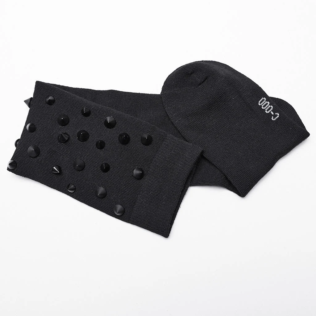 WS-688JTF Gothic Black Knee-High Spiked Punk Socks Fashion Accessories - Image 21