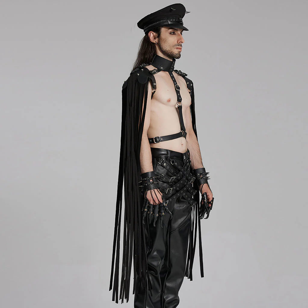 WS-693OTM Punk Tassel Harness Shoulder Armor Gothic Accessories Fashion - Image 4