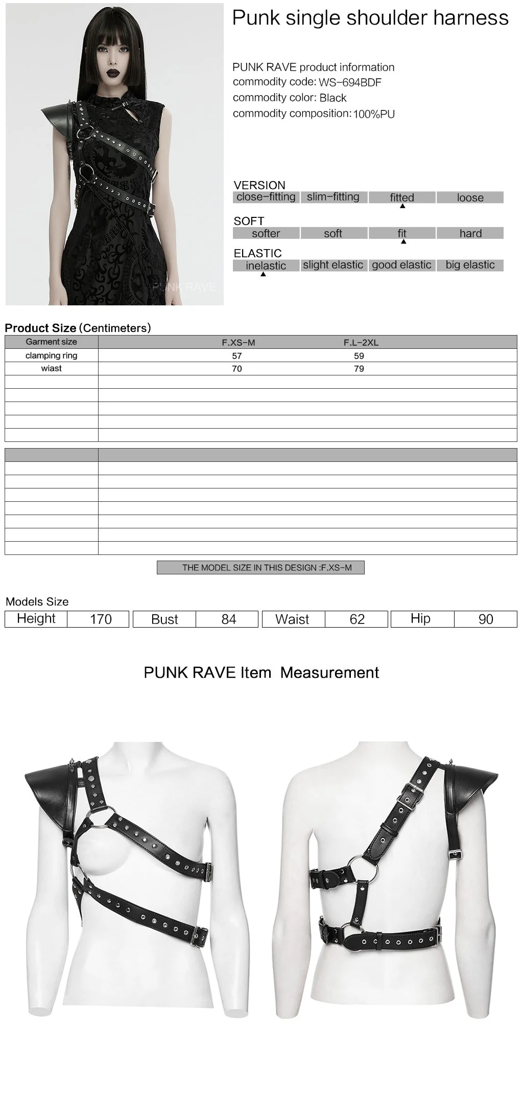 WS-694BDF Edgy Leather Single Shoulder Harness Punk Accessories - Image 12