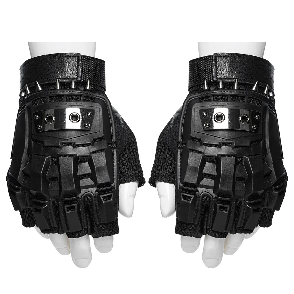 WS-698SSM Rivet Studded Cyberpunk Tactical Fingerless Gloves - Image 11