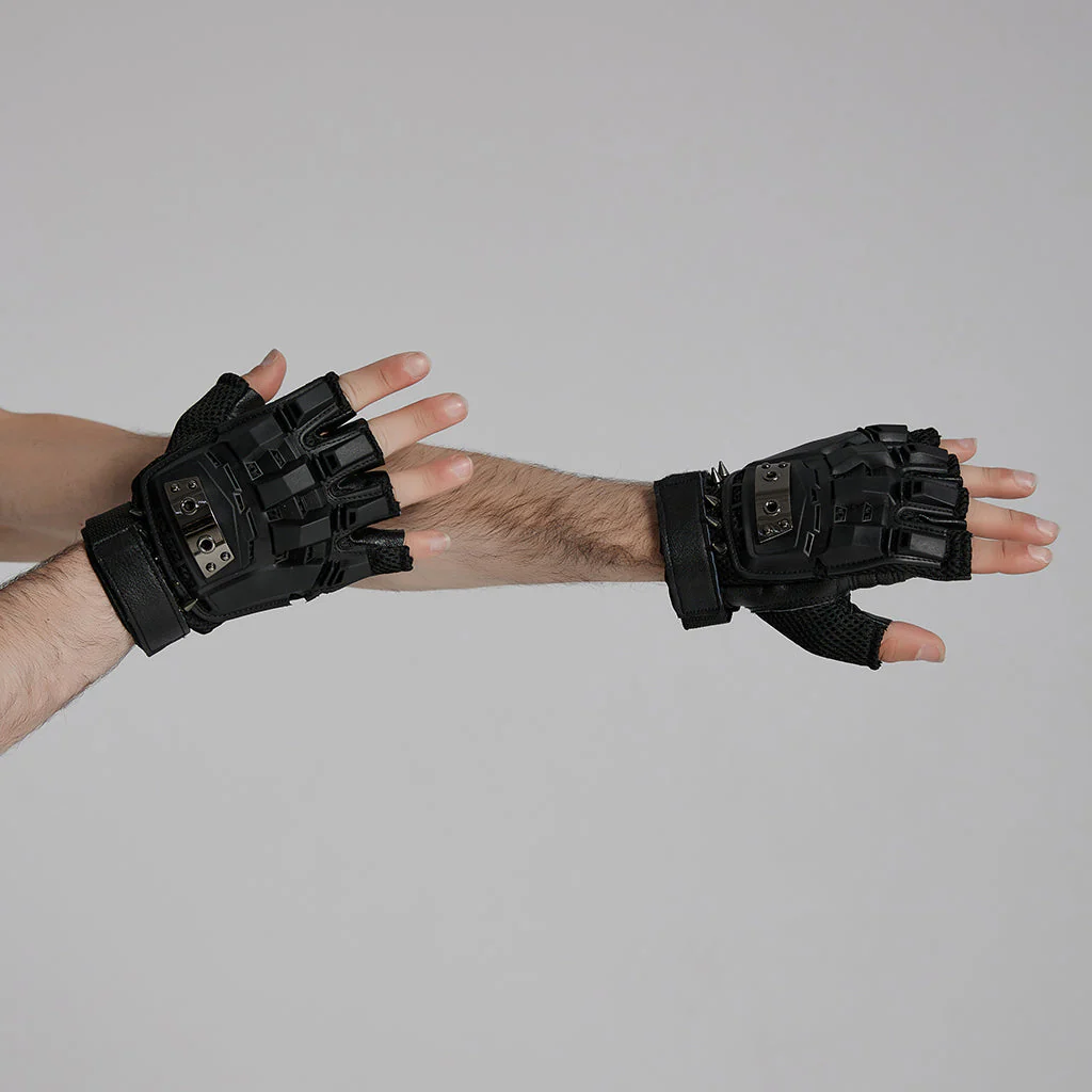 WS-698SSM Rivet Studded Cyberpunk Tactical Fingerless Gloves - Image 5