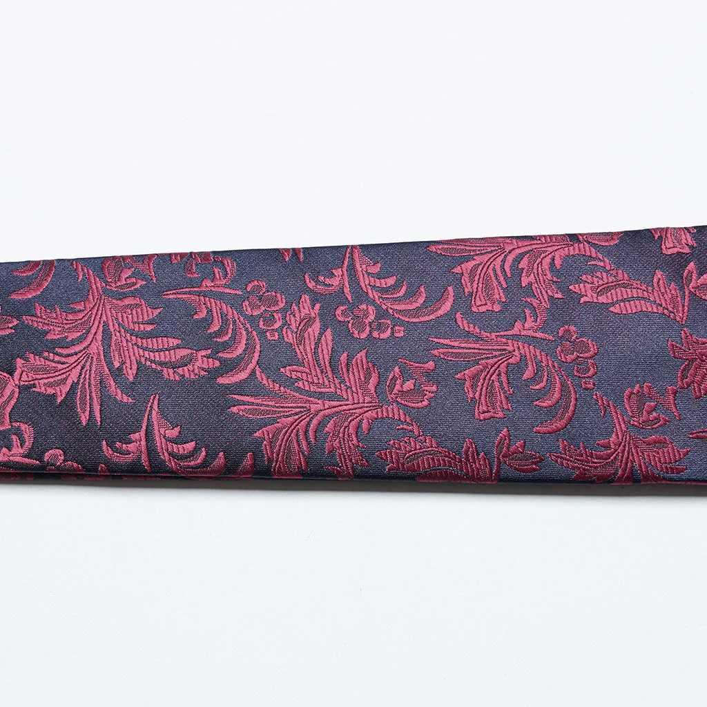 WS-700LHM Gothic Floral Tie Elegant Dark Blue Red Accessories - Image 9