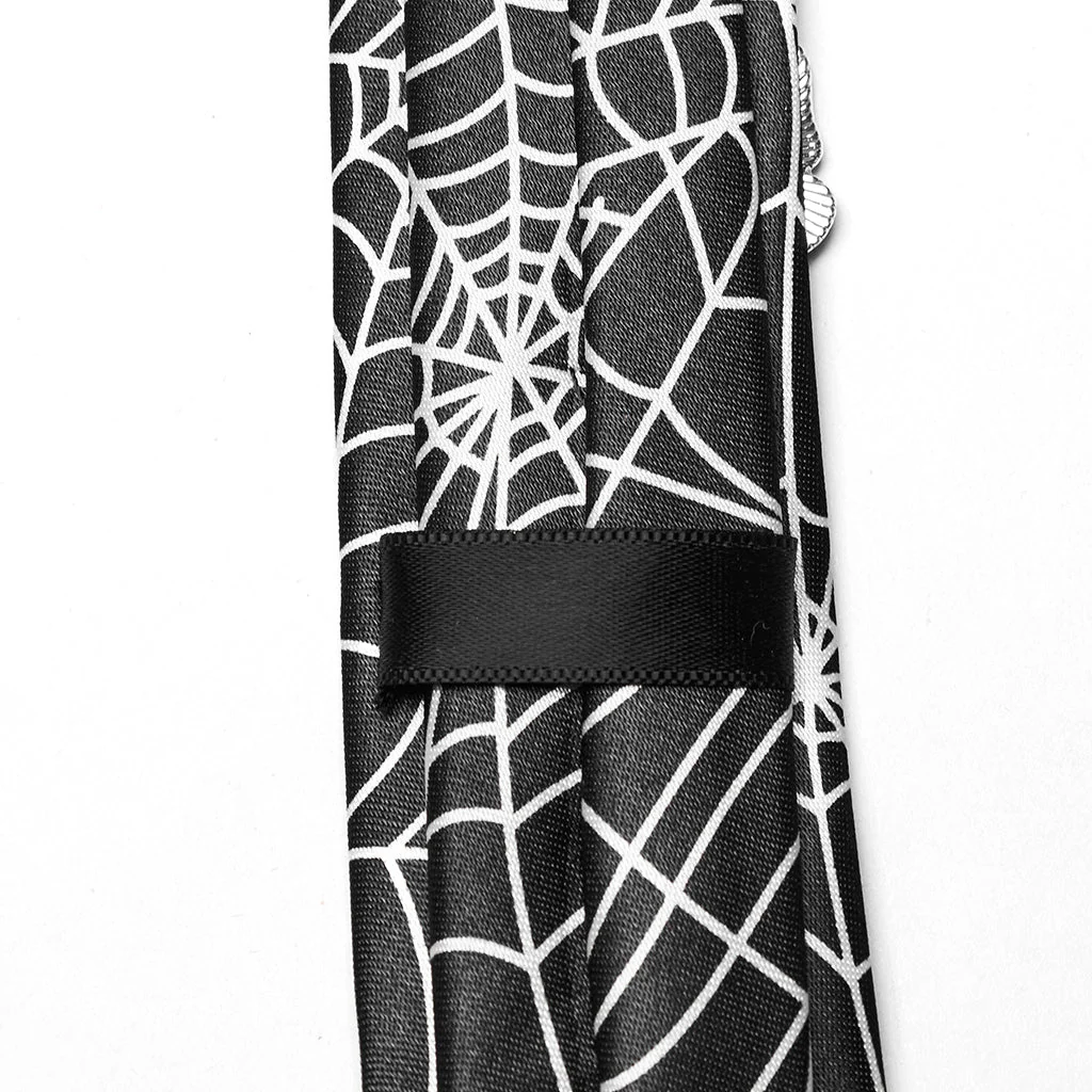 WS-701LHF Gothic Spider Web Punk Tie Accessory Black Polyester Design - Image 8