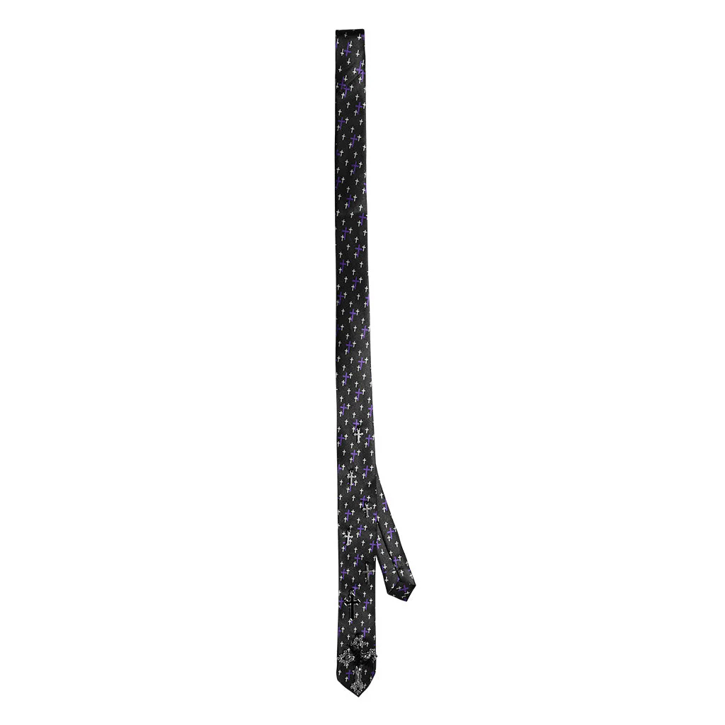 WS-702LHF Violet Cross Print Punk Neck Tie Accessory - Image 16