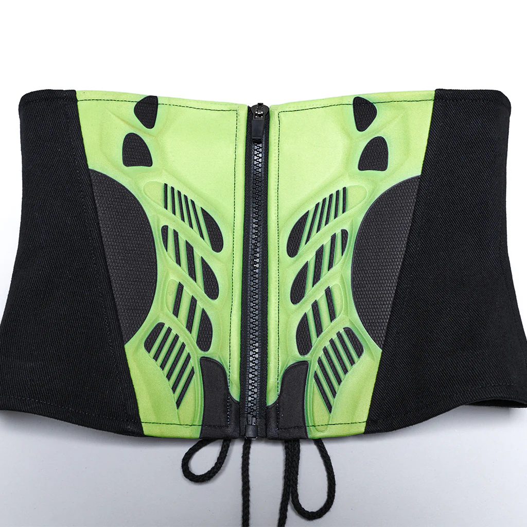 WS-704YDF Neon Green Cyber Punk Corset with Lace-Up Back - Image 7