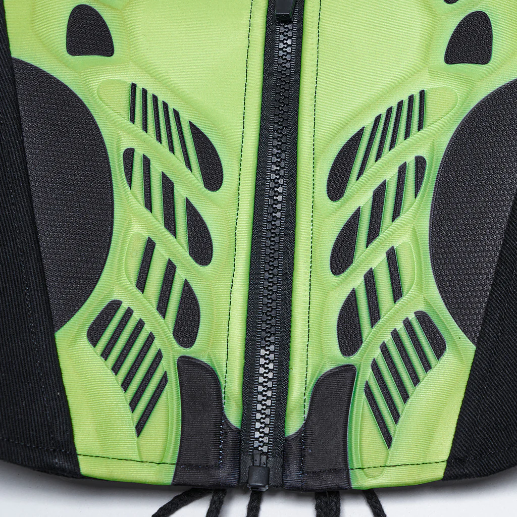 WS-704YDF Neon Green Cyber Punk Corset with Lace-Up Back - Image 9