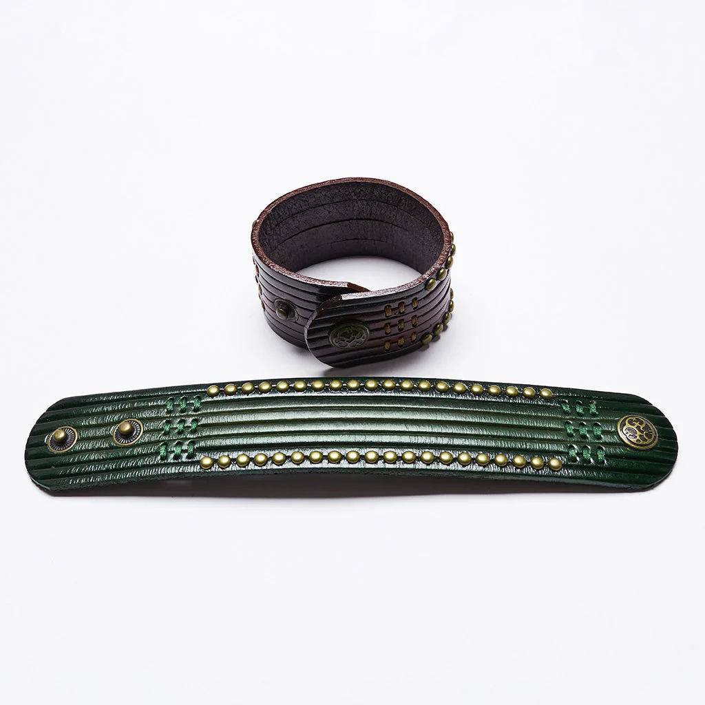 WS-712SSF Rustic Leather Rivet Cuff Punk Accessories Bold Design - Image 17