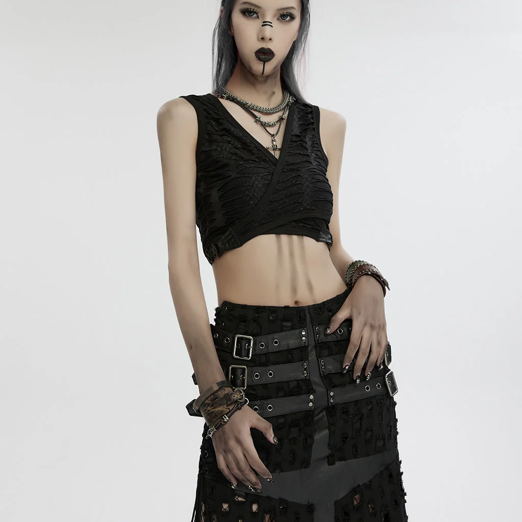 WS-714SSF Edgy Leather Layered Punk Bracelet Set with Metal Accents - Image 12