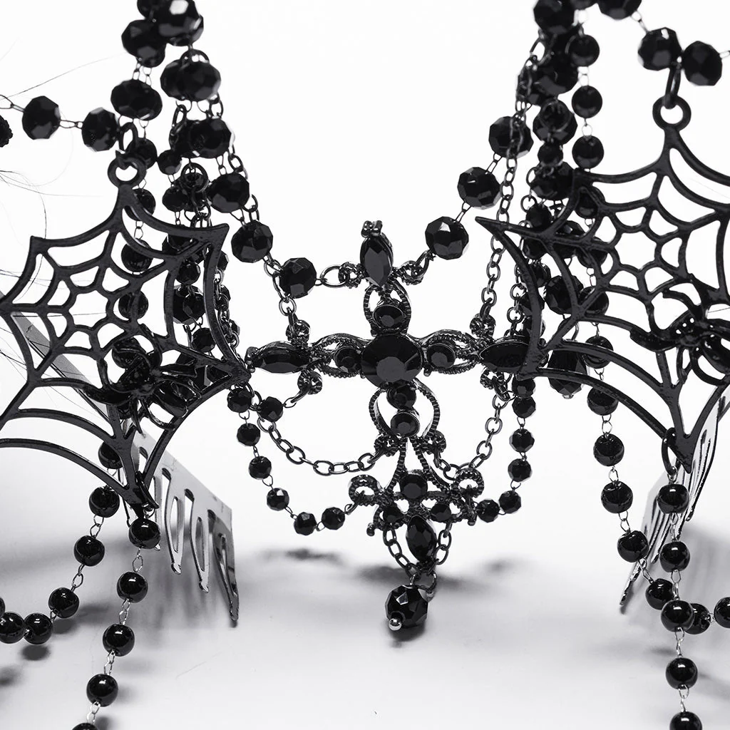 WS-715FSF Gothic Regal Rose Crown with Black Beaded Chains - Image 36