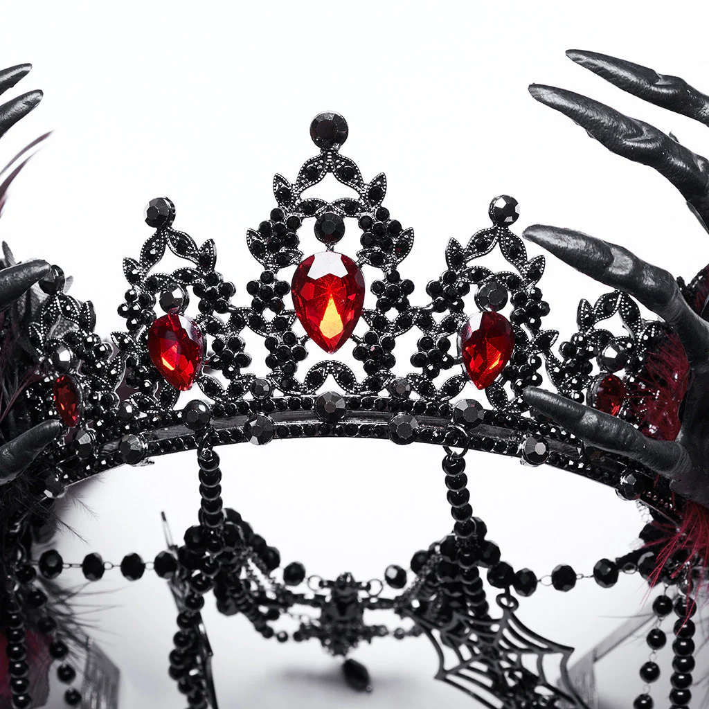 WS-715FSF Gothic Regal Rose Crown with Black Beaded Chains - Image 7