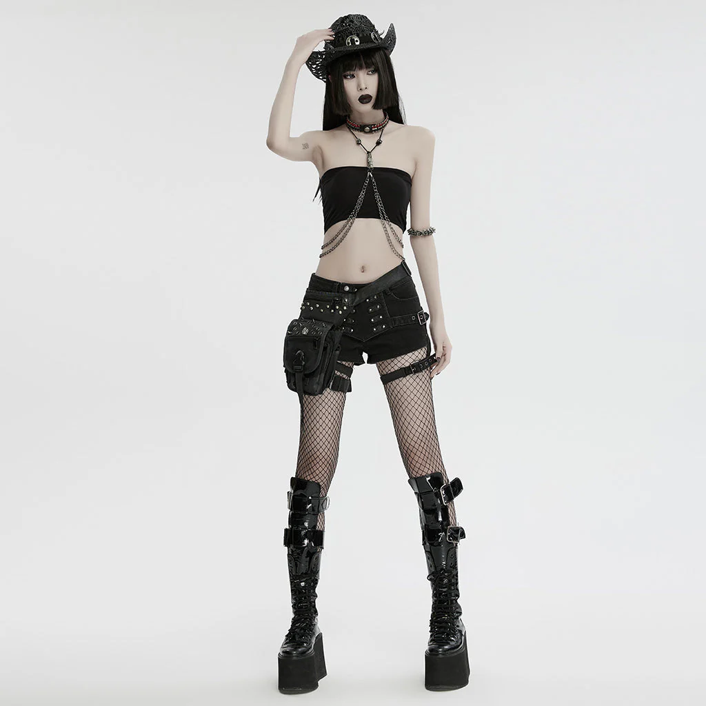 WS-717LHF Gothic Layered Chain Halter Punk Body Harness Necklace - Image 6