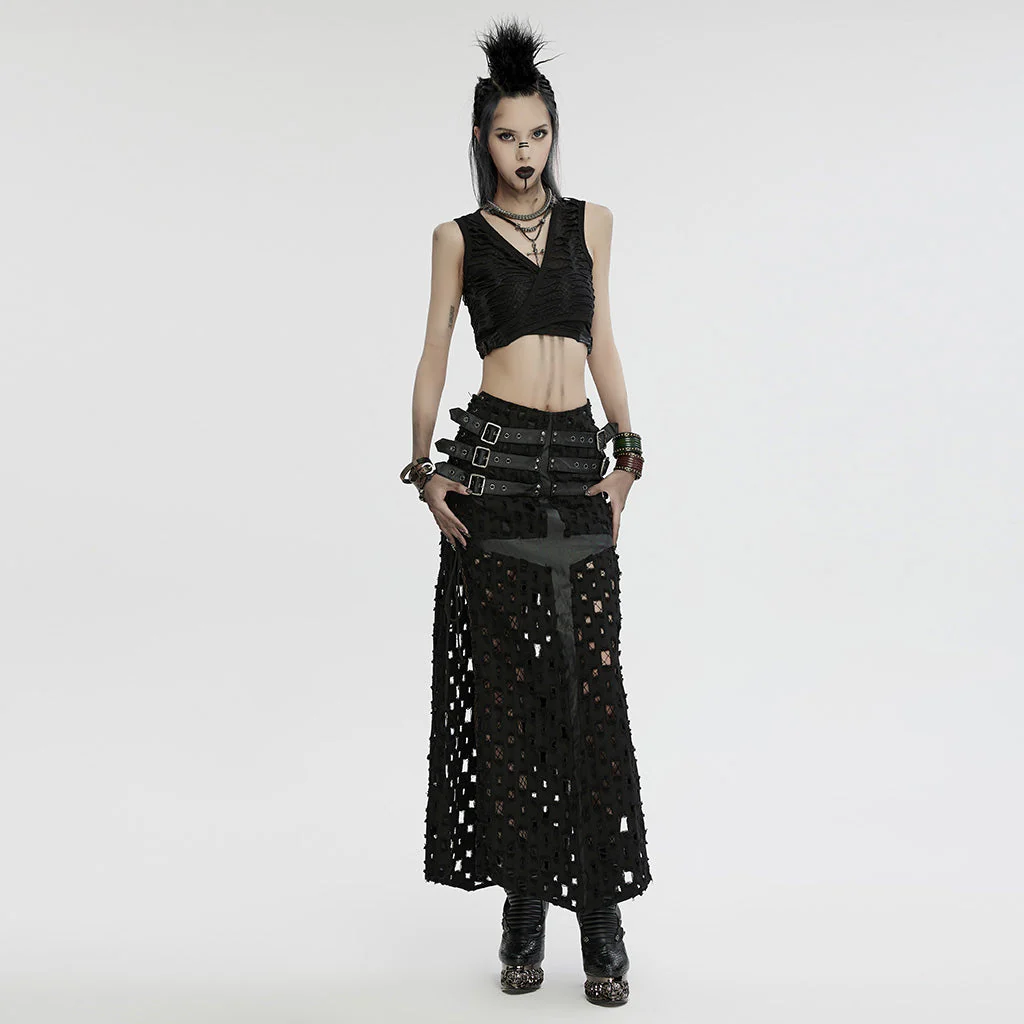 WS-718LHF Edgy Punk Spine Cross Layered Necklace Set - Image 5