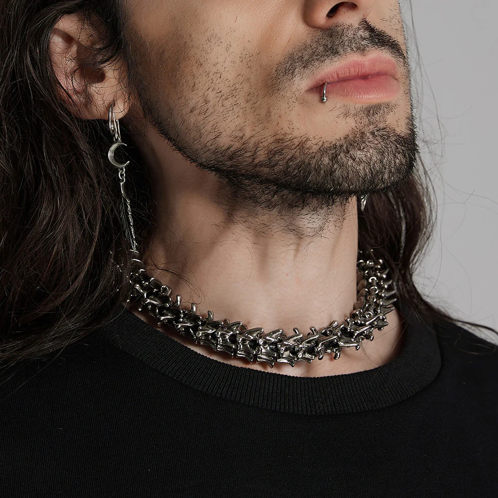 WS-719LHM Fierce Punk Skeleton Spine Choker Neckalce Statement Accessories - Image 4
