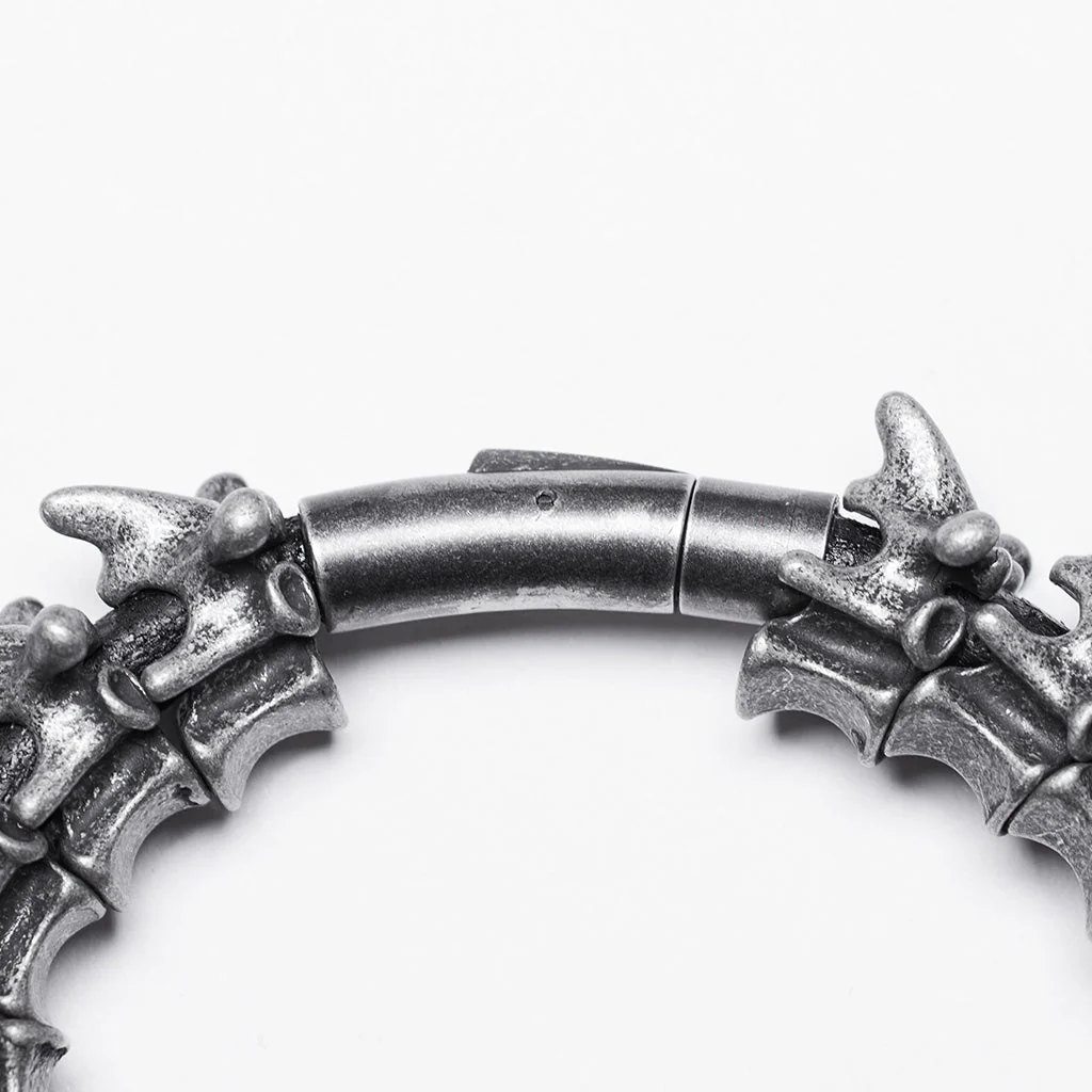 WS-721SS Skeleton Spine Bracelet Edgy Tarnished Metal Punk Accessories - Image 7