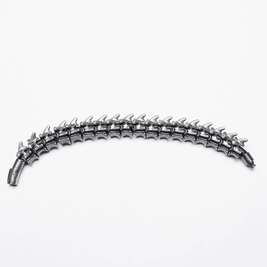 WS-721SS Skeleton Spine Bracelet Edgy Tarnished Metal Punk Accessories - Image 8