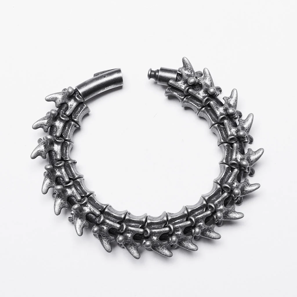 WS-721SS Skeleton Spine Bracelet Edgy Tarnished Metal Punk Accessories - Image 9