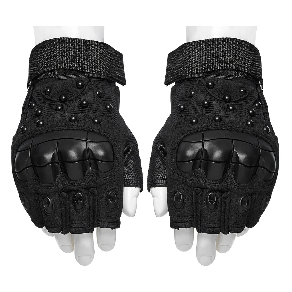 WS-722SSM Tactical Studded Punk Gloves with Reinforced Knuckle Armor - Image 5
