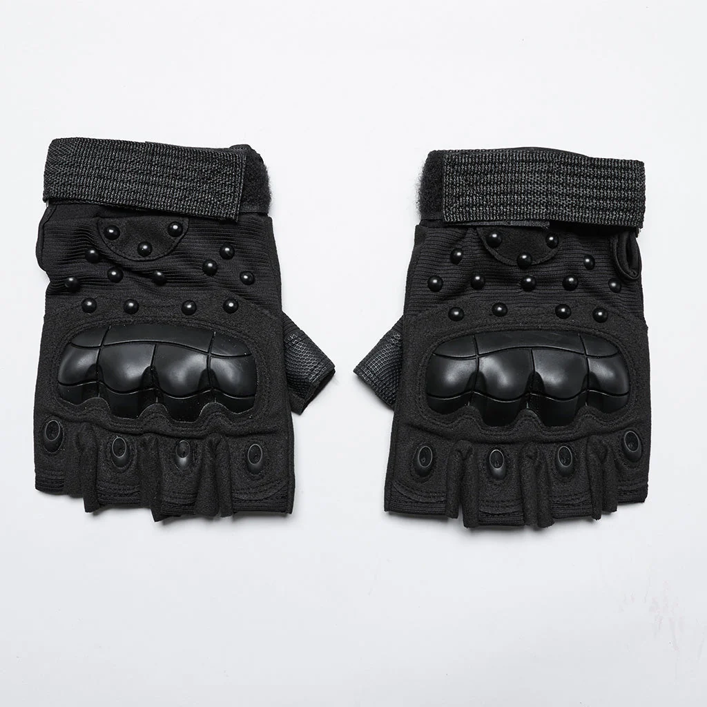 WS-722SSM Tactical Studded Punk Gloves with Reinforced Knuckle Armor - Image 7