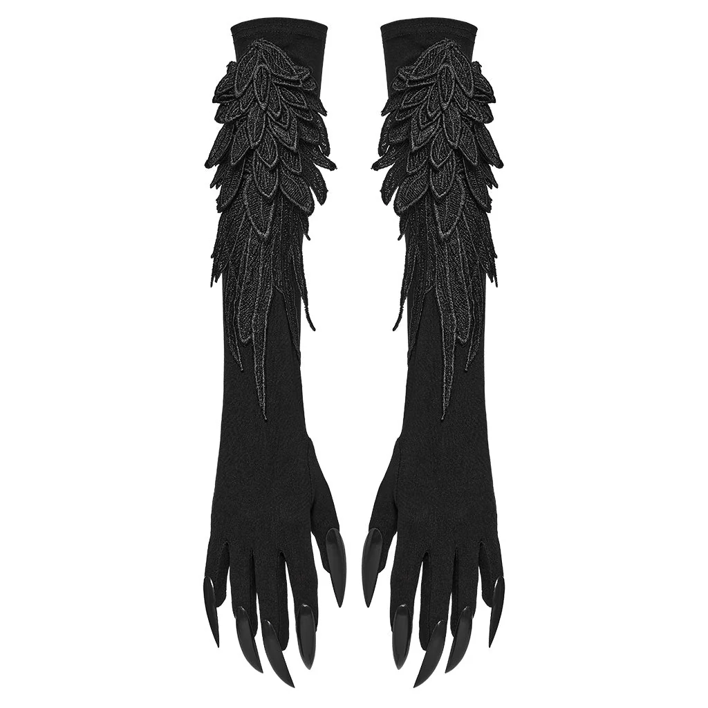 WS-726SSF Black Gothic Claw Gloves Spiked Design Gothic Accessories