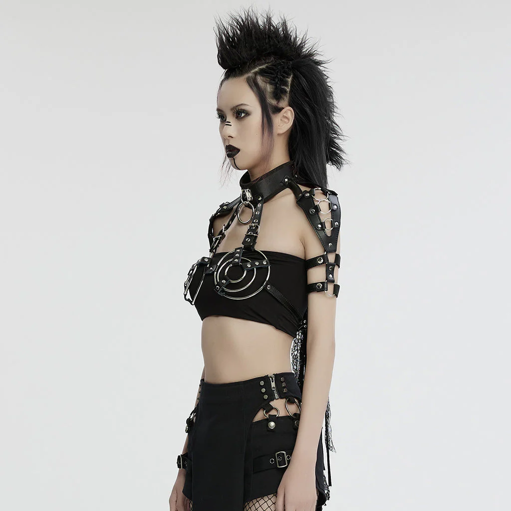 WS-728LHF Edgy Punk Circular Harness with Rivet Strap Detailing - Image 4