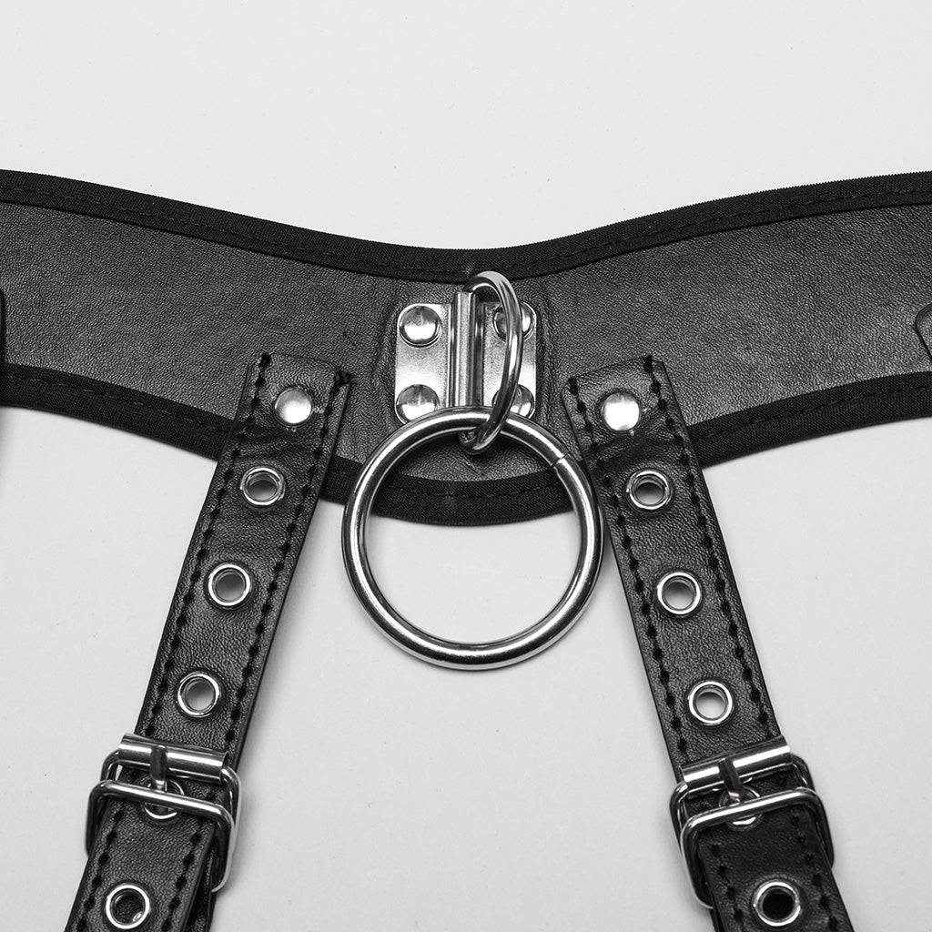WS-728LHF Edgy Punk Circular Harness with Rivet Strap Detailing - Image 7