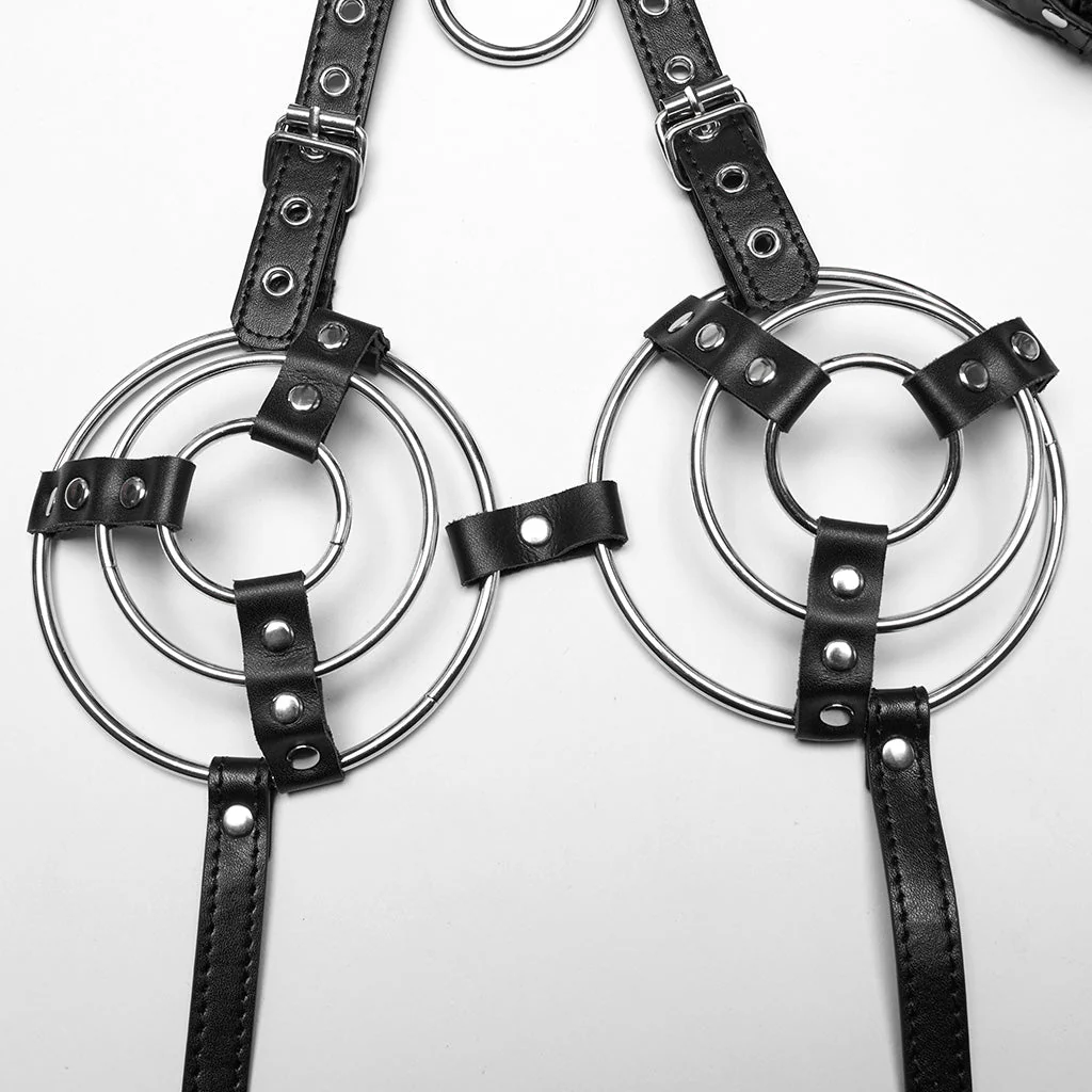 WS-728LHF Edgy Punk Circular Harness with Rivet Strap Detailing - Image 8