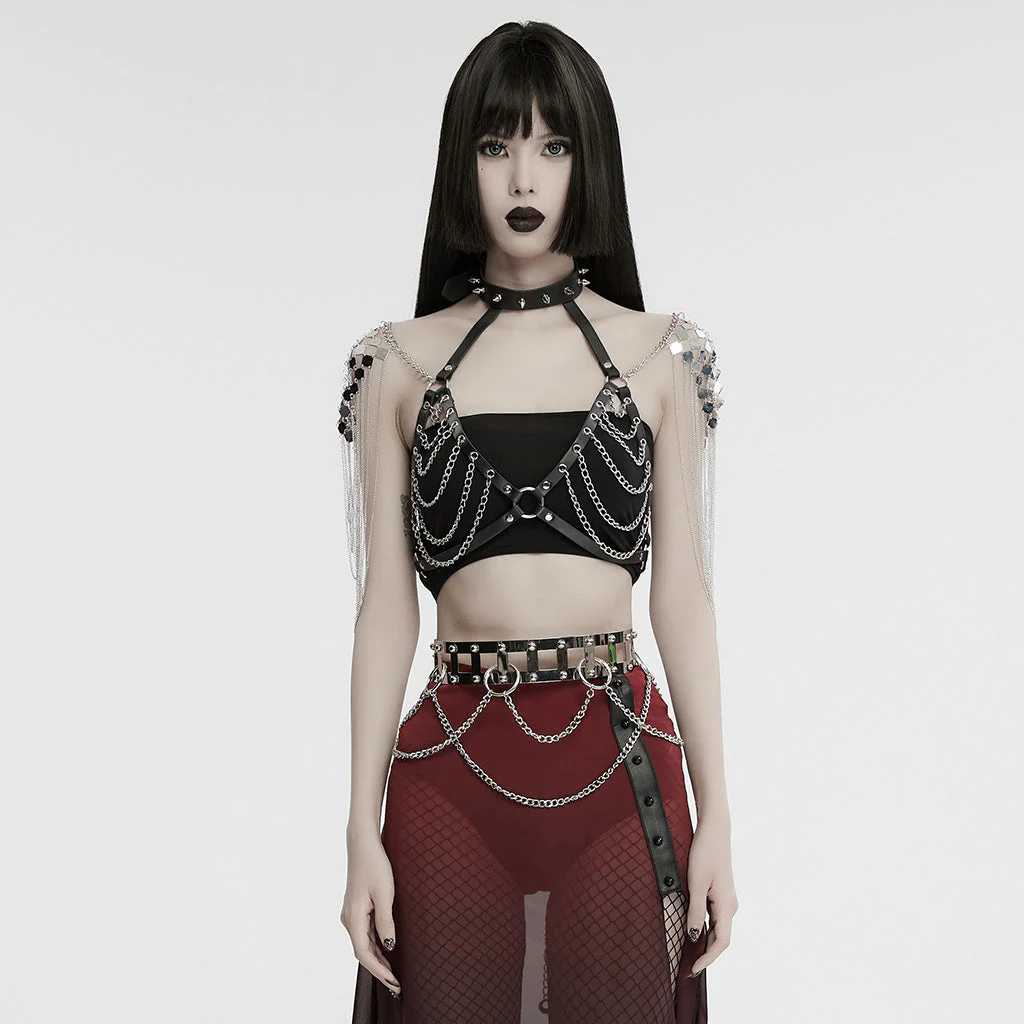 WS-732LHF Edgy Chain Harness Leather Straps Punk Accessories Fashion Statement - Image 11