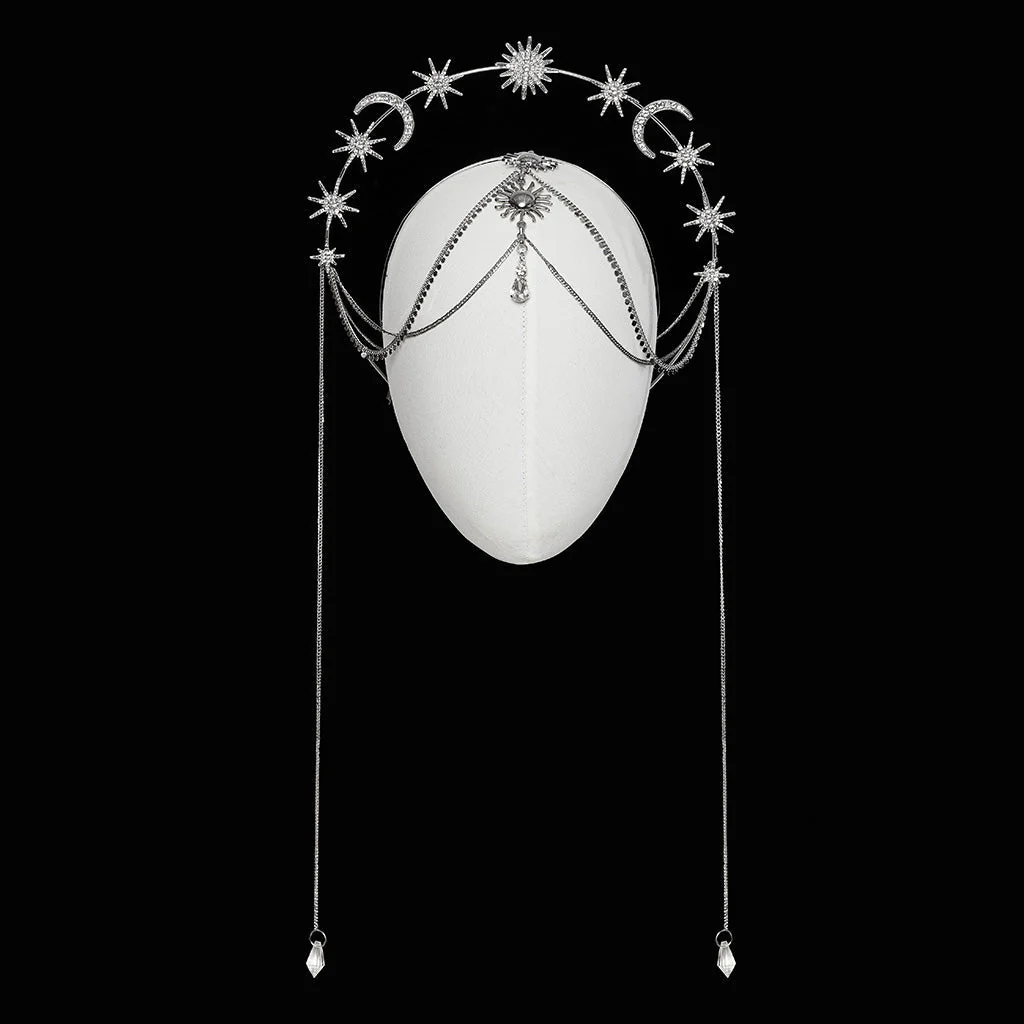 WS-734FSF Celestial Gothic Star Moon Headpiece with Drape Chains - Image 16