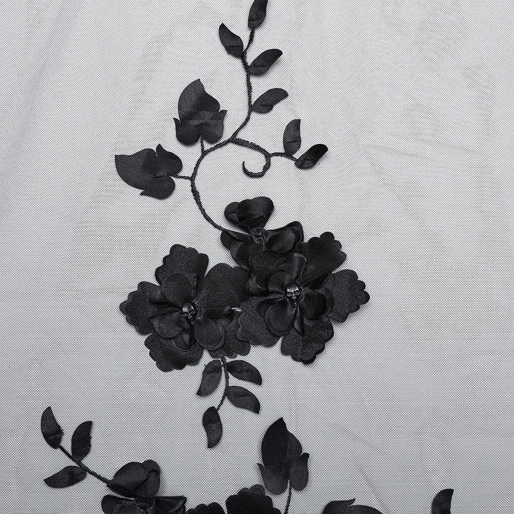 WS-735FSF Gothic Floral Veil Mysterious Black Lace Flower Embellishments - Image 25