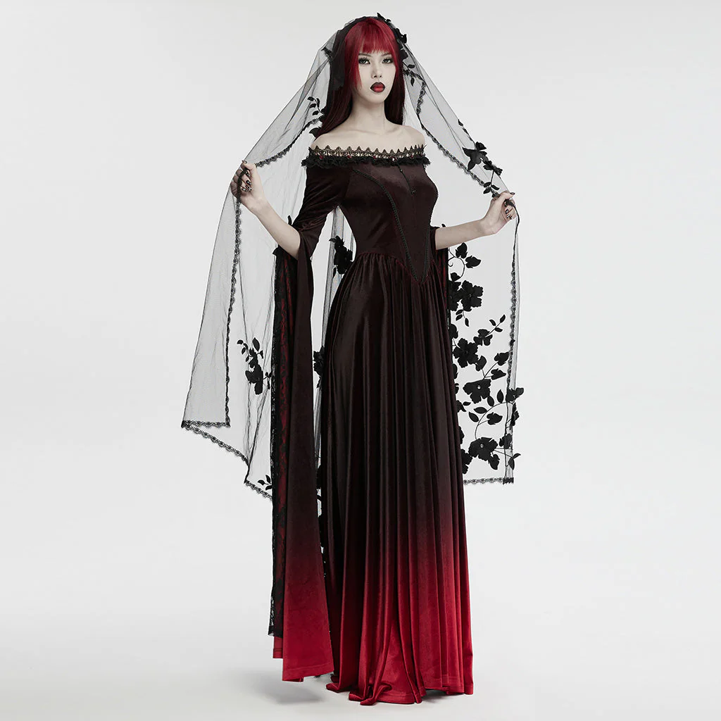 WS-735FSF Gothic Floral Veil Mysterious Black Lace Flower Embellishments - Image 5