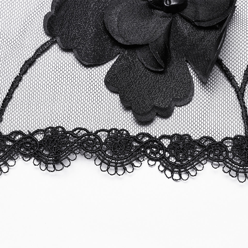 WS-735FSF Gothic Floral Veil Mysterious Black Lace Flower Embellishments - Image 8