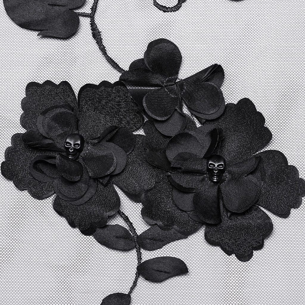 WS-735FSF Gothic Floral Veil Mysterious Black Lace Flower Embellishments - Image 9