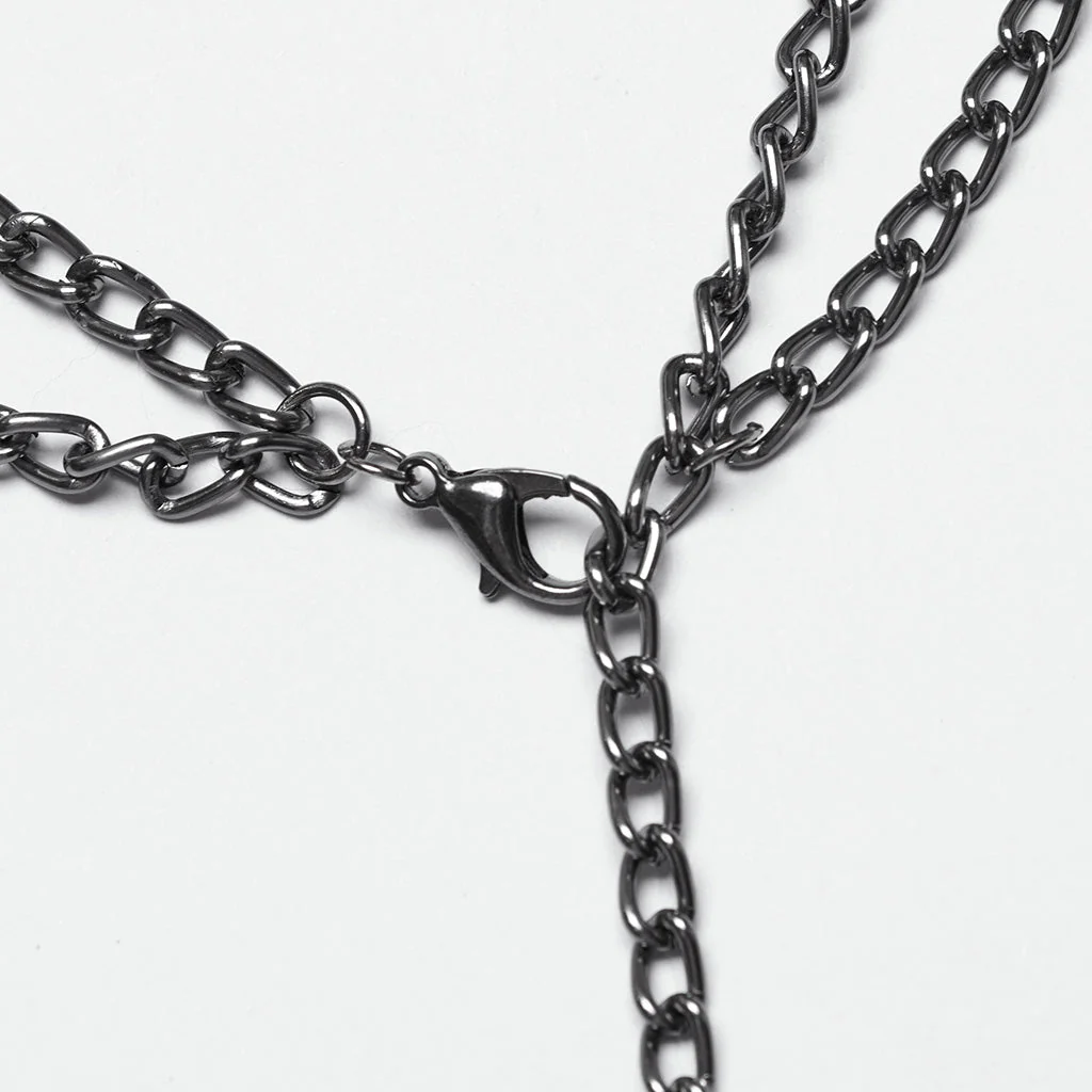 WS-737FSF Skull Chain Gothic Crown Headpiece Silver Crescent Moon Design - Image 7