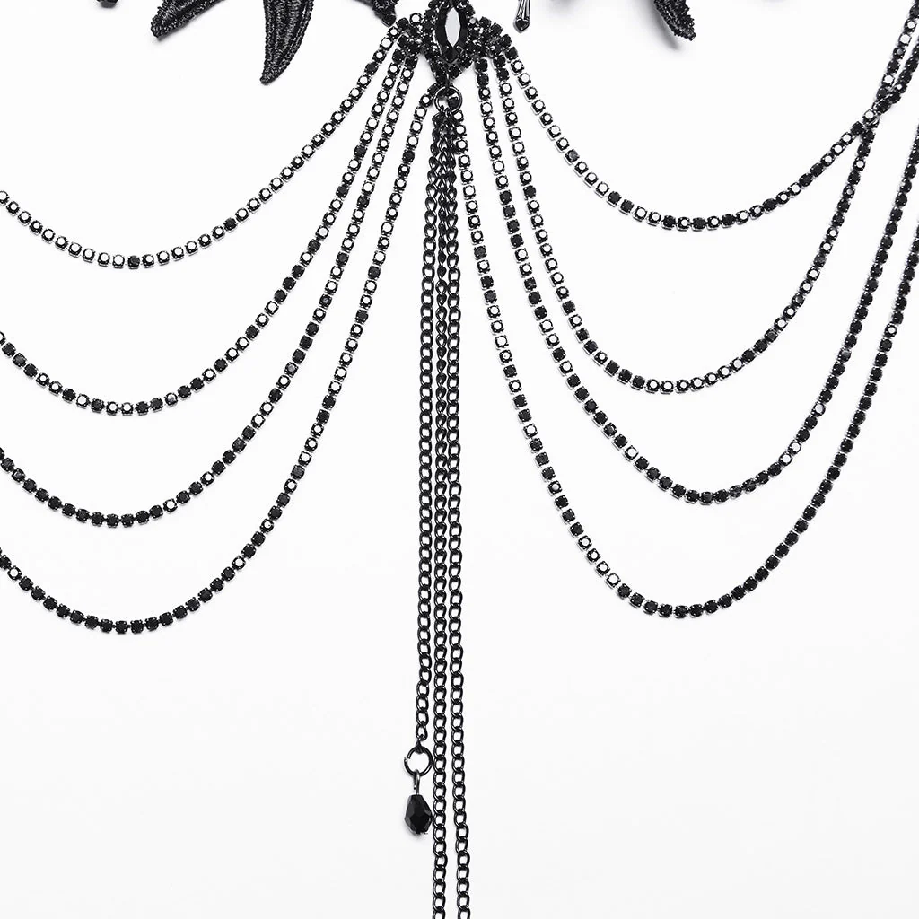 WS-738LHF Gothic Winged Cross Layered Necklace with Feather Details - Image 9